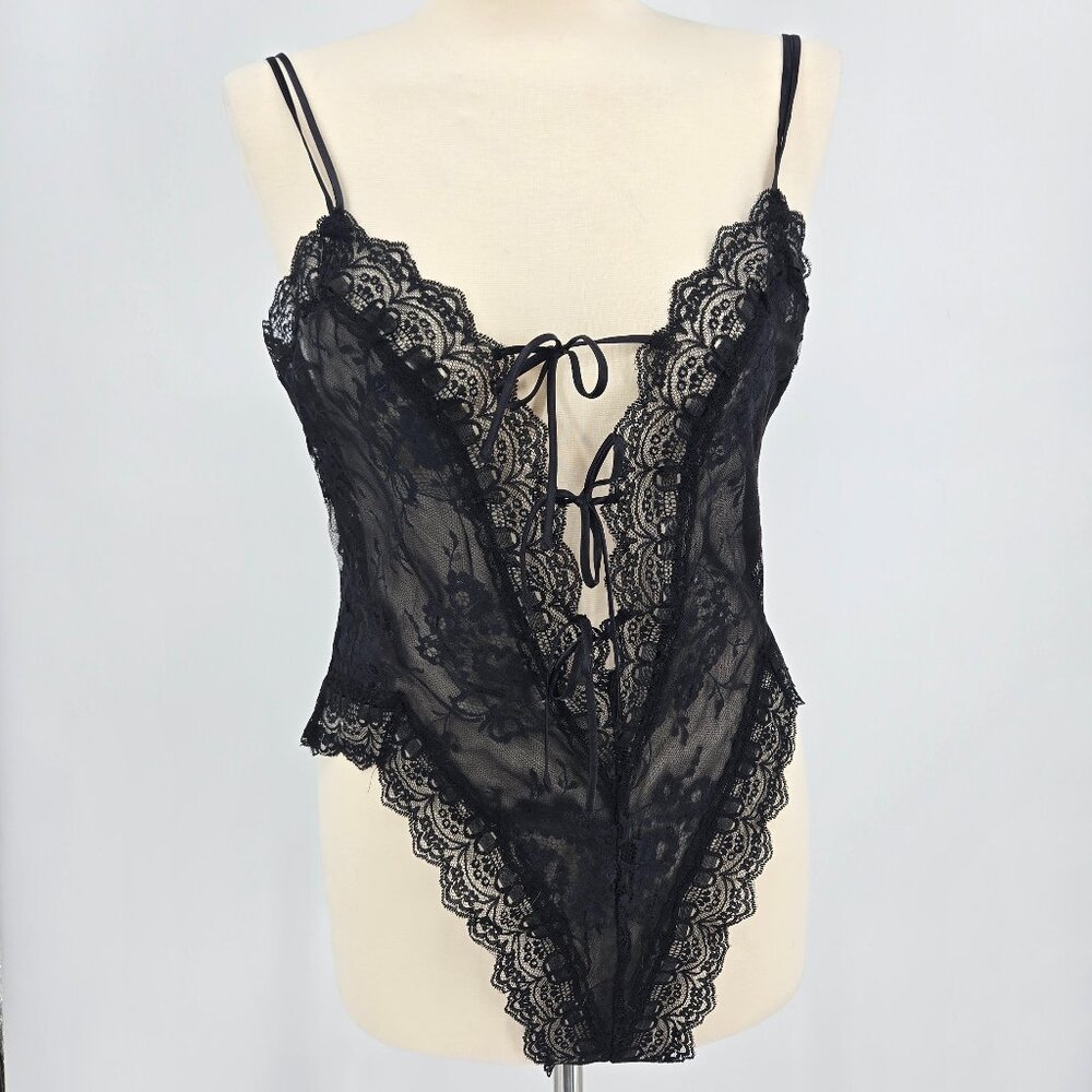Victoria's Secret Vintage 1990s Black Lace Bodysuit